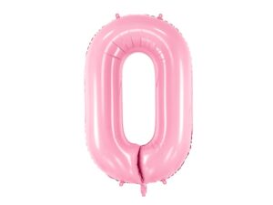 BALON FOLIOWY DUŻA CYFRA PASTELOWY RÓŻ 0