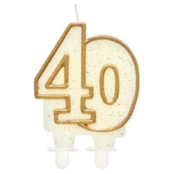 Świeczka cyferka "40", złoty kontur