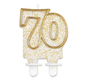 Świeczka cyferka "70", złoty kontur