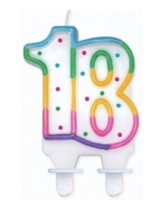 ŚWIECZKA CYFERKA Z KROPECZKAMI "18"