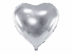 BALON SERCE SREBRNE 45 CM