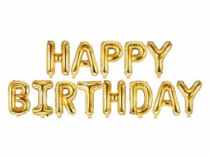 HAPPY BIRTHDAY ZŁOTY NAPIS Z BALONÓW