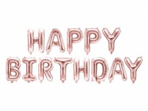 HAPPY BIRTHDAY ZŁOTY RÓŻ NAPIS Z BALONÓW