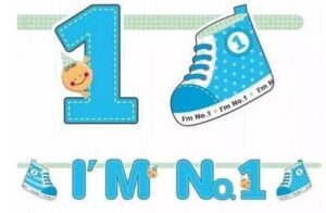 BANER PAPIEROWY "I`M No 1" Z BUCIKAMI NIEBIESKI