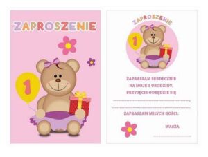 ZAPROSZENIA MOJE 1 URODZINY RÓŻOWE