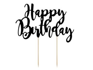TOPPER HAPPY BIRTHDAY CZARNY