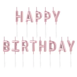 ŚWIECZKI PIKERY HAPPY BIRTHDAY ROSE GOLD