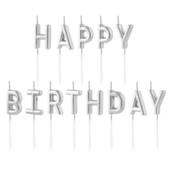 ŚWIECZKI HAPPY BIRTHDAY SREBRNE