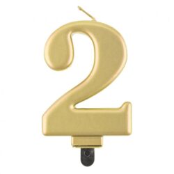 ŚWIECZKA CYFRA 2 METALIK ZŁOTA 8CM