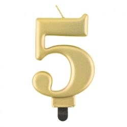 ŚWIECZKA CYFRA 5 METALIK ZŁOTA 8CM