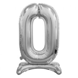 BALON FOLIOWY SREBRNA CYFRA STOJĄCĄ "0"
