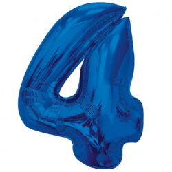 Balon foliowy Smart, cyfra 4, niebieska, 92 cm