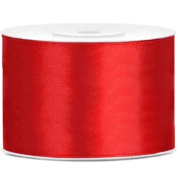 WSTĄŻKA MATERIAŁOWA SATYNOWA 50mm x 25m CZERWONA
