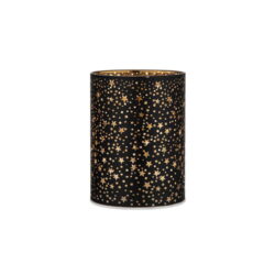 SZKLANA LATARNIA LED Z TIMEREM GWIAZDKI, 8,5X12 CM KOL.CZARNY