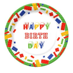 TALERZYKI PAPIEROWE LEGO BIRTHDAY 18cm, 8szt