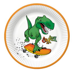 TALERZYKI PAPIEROWE CRAZY DINO 18 cm, 8szt