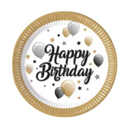 TALERZYKI PAPIEROWE HAPPY BIRTHDAY  23cm, 8 szt.