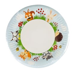 TALERZYKI PAPIEROWE LEŚNE ZWIERZĄTKA 18cm, 8 szt