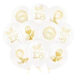 Balony gumowe Komunia Święta białe 12cali 10szt
