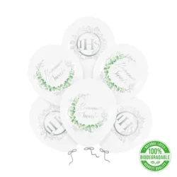 Balony gumowe komunijne Eukaliptus srebrny 12cali 6szt