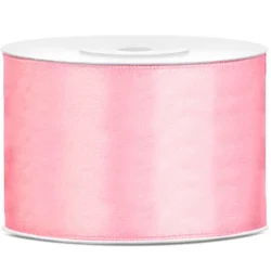 WSTĄŻKA MATERIAŁOWA SATYNOWA 50mm x 25m JASNO RÓŻOWA